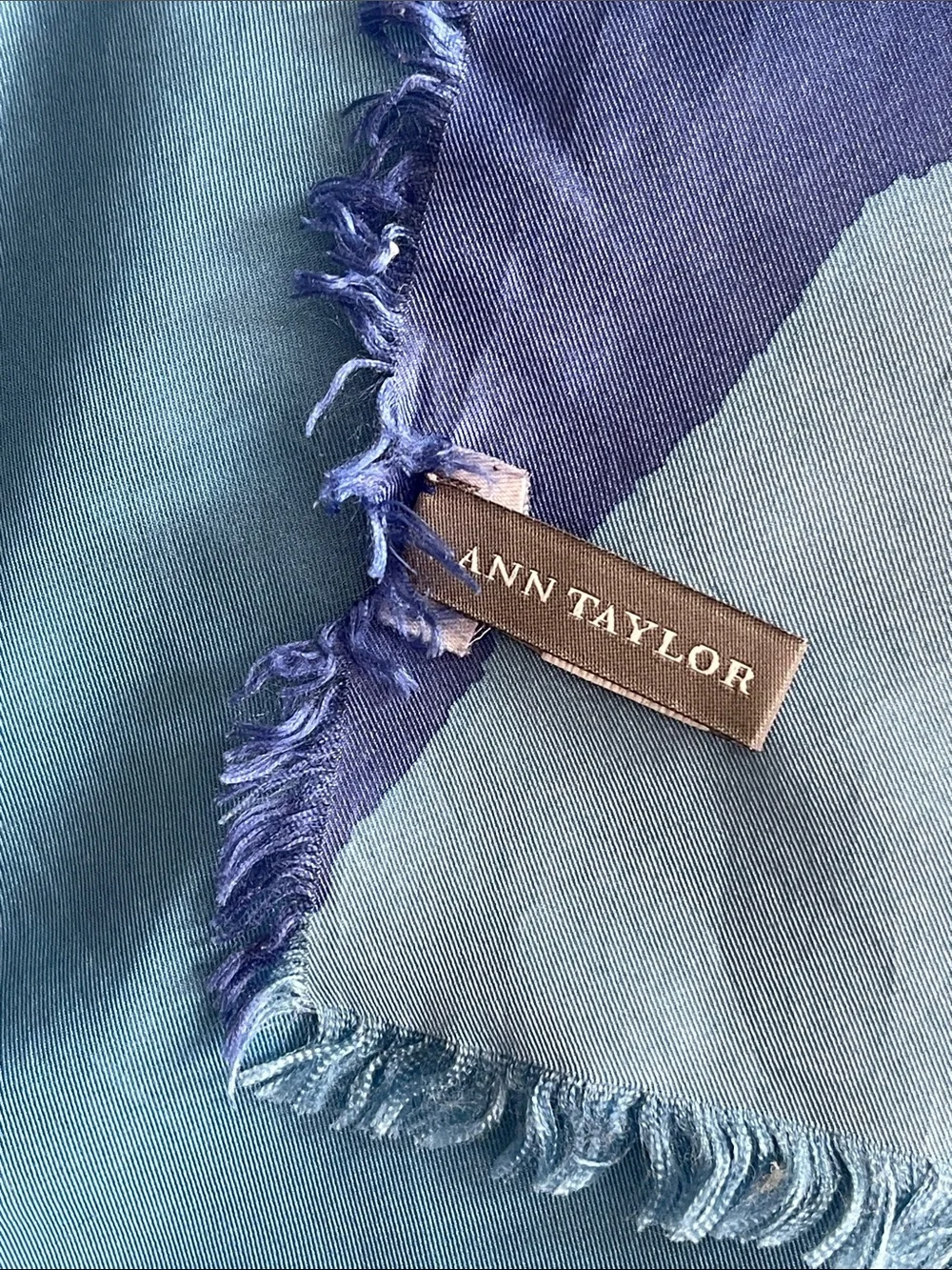 Silk Colorblock Blue Lightweight Scarf